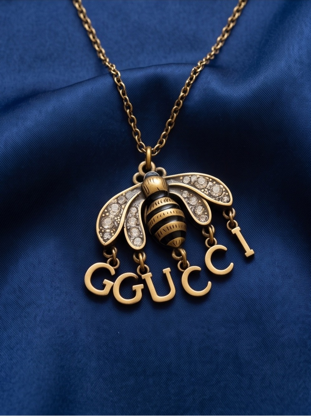 Unbranded Upcycled Gold Bee Pendant Necklace with Letter Charms